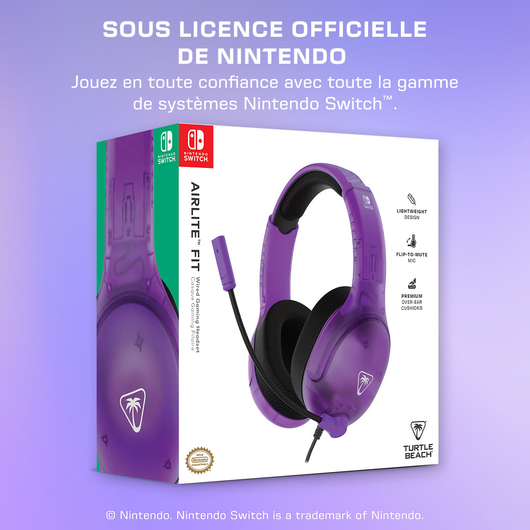 Casque Gaming filaire - TURTLE BEACH - Nintendo Switch - Airlite Fit - Violet Fantôme