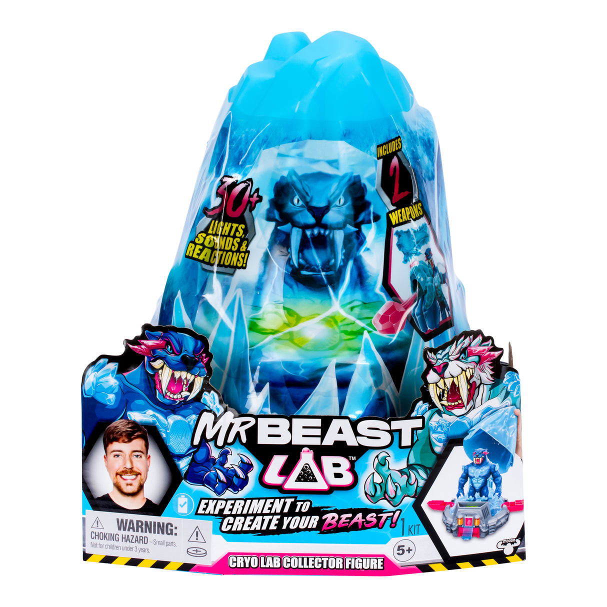 Cryo Lab - MOOSE TOYS - Mr. Beast Lab - 18 cm, 30 Lumieres et Sons, 2 Fauves a Collectionner