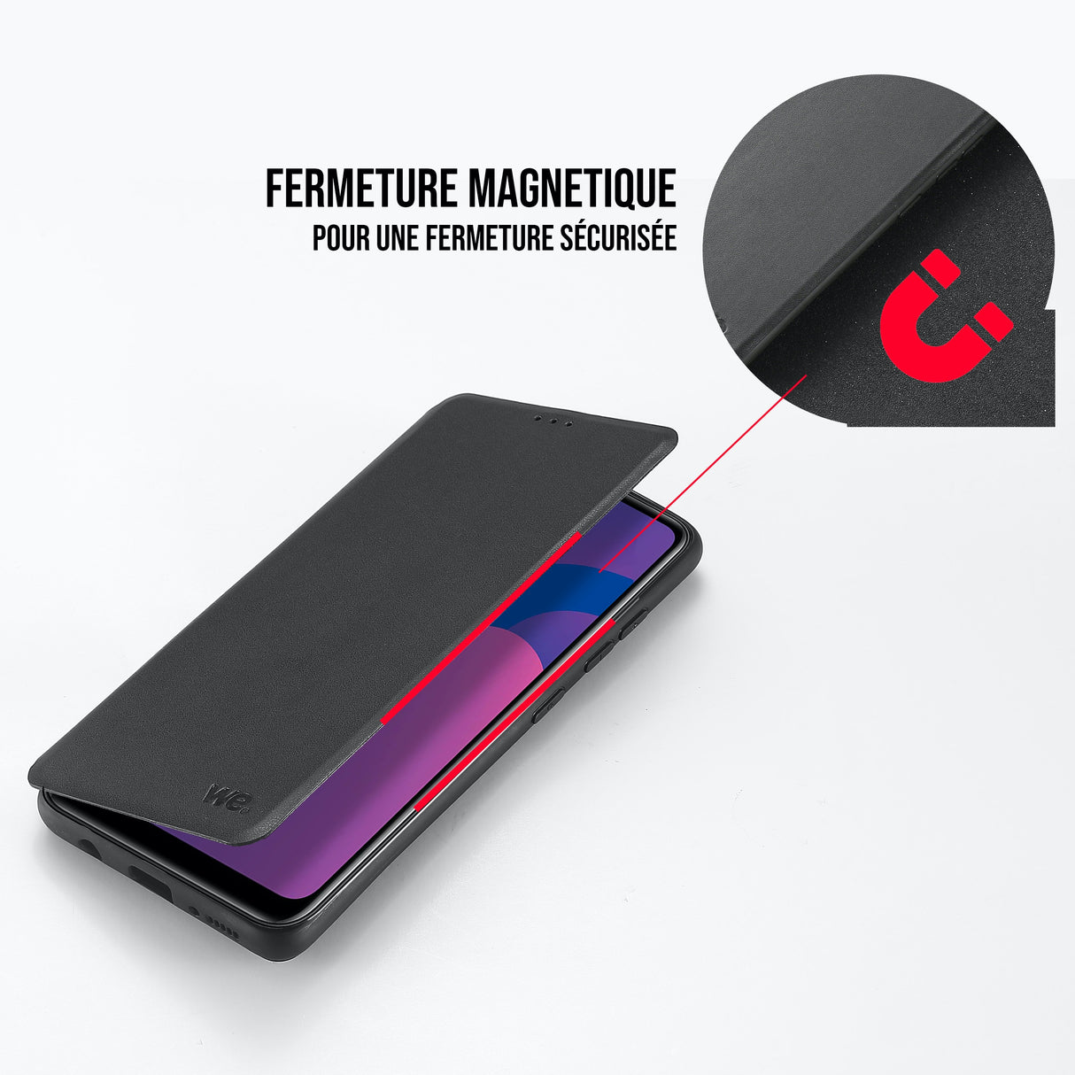 WE Etui folio CLASSIQUE SAMSUNG GALAXY J6+ Noir - Avec fen e