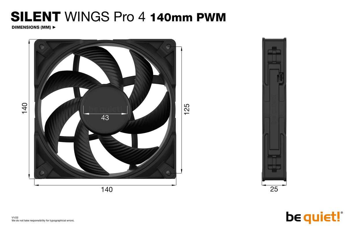 Ventilateur de boitier be quiet! Silent Wings 4 Pro - 14cm (Noir)