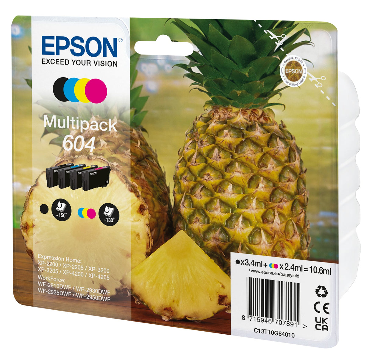 Pack 4 cartouches d'encre Epson Ananas 604 (Noir + Couleurs)