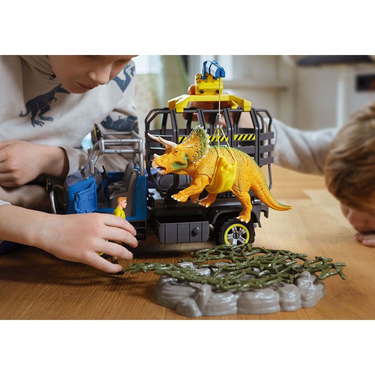 Mission de transport Dino, coffret de 43 pieces avec figurine tricératops et camion de transport, jouets dinosaures pour enfants