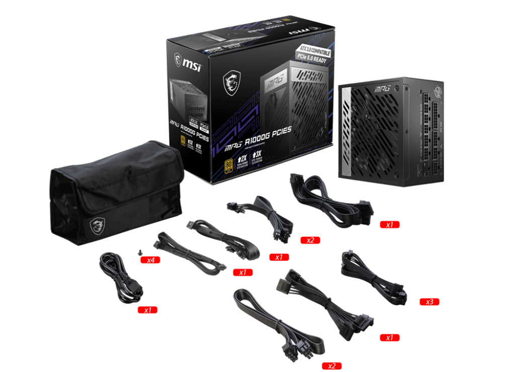 Alimentation ATX MSI MPG A1000G PCIe5 - 1000W (Noir)