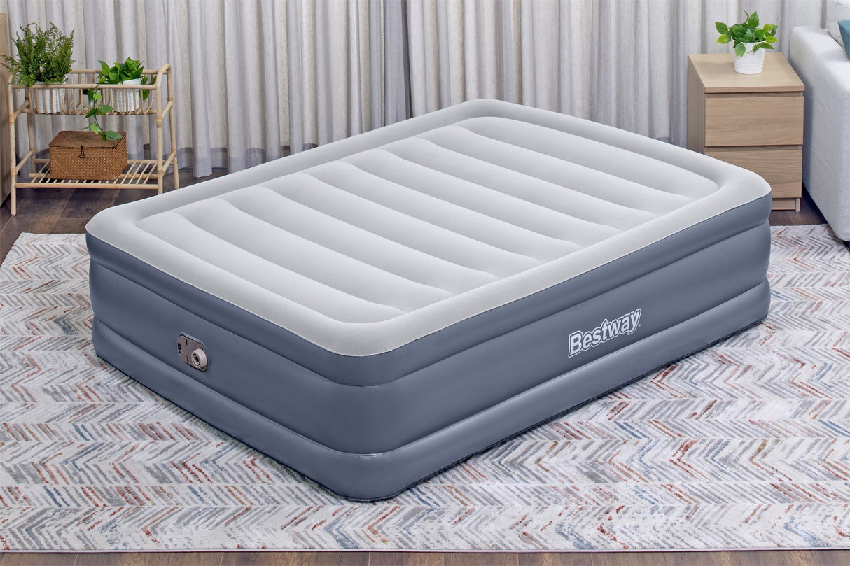 Lit gonflable - BESTWAY - 6713I - Tritech™ - 2 places, 203 x 152 x 51 cm, pompe électrique intégrée, cadre de lit