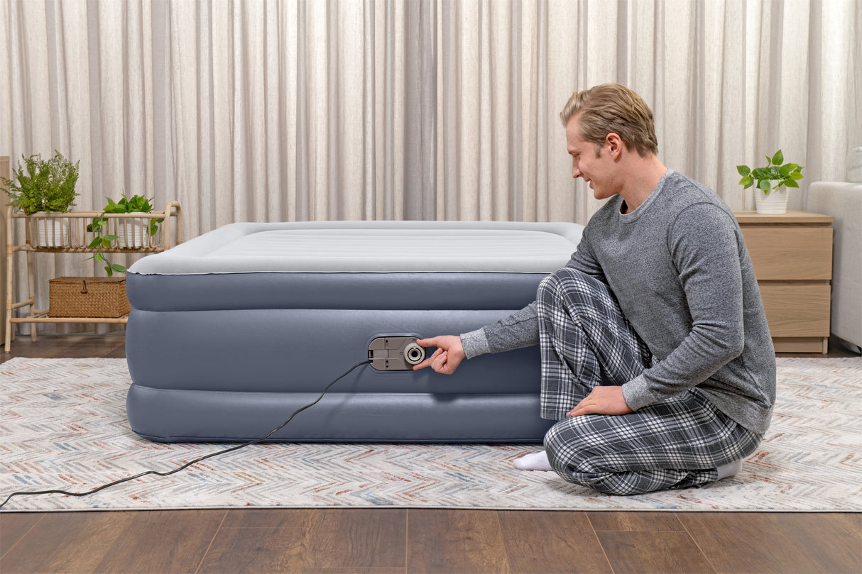 Lit gonflable - BESTWAY - 6713I - Tritech™ - 2 places, 203 x 152 x 51 cm, pompe électrique intégrée, cadre de lit