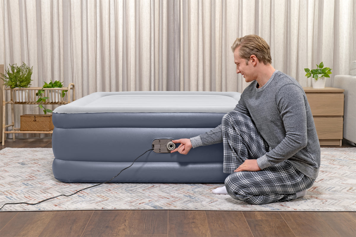 Lit gonflable - BESTWAY - 6713I - Tritech™ - 2 places, 203 x 152 x 51 cm, pompe électrique intégrée, cadre de lit