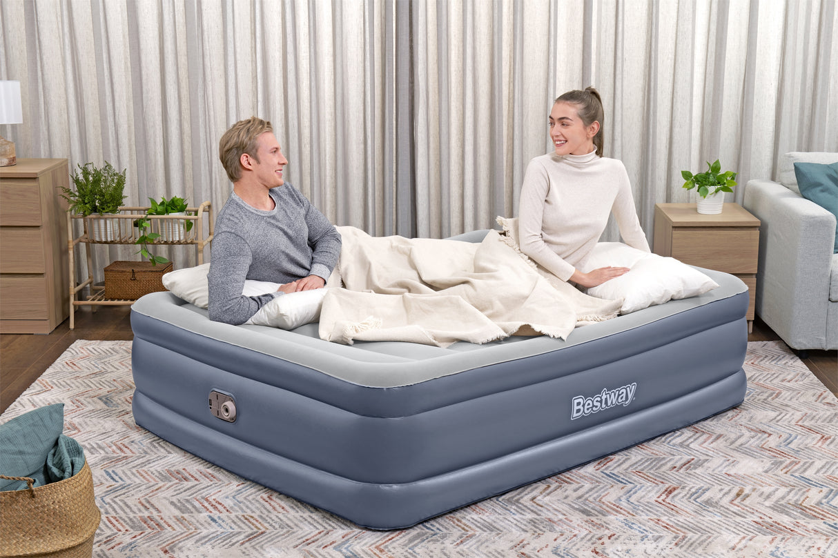Lit gonflable - BESTWAY - 6713I - Tritech™ - 2 places, 203 x 152 x 51 cm, pompe électrique intégrée, cadre de lit