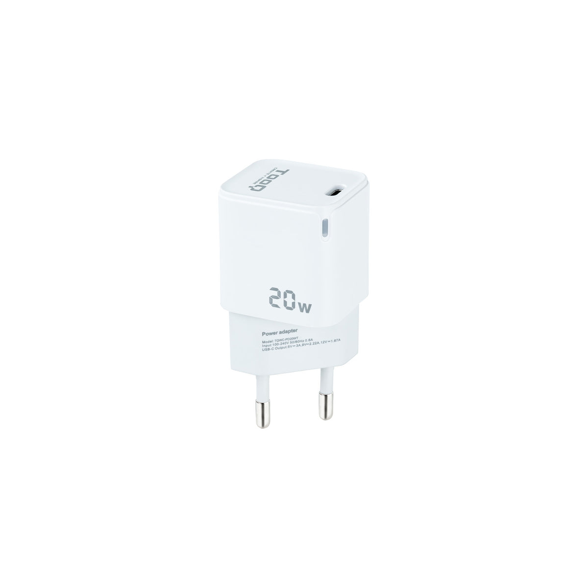 Chargeur secteur TooQ 1 port USB-C 20W (Blanc)