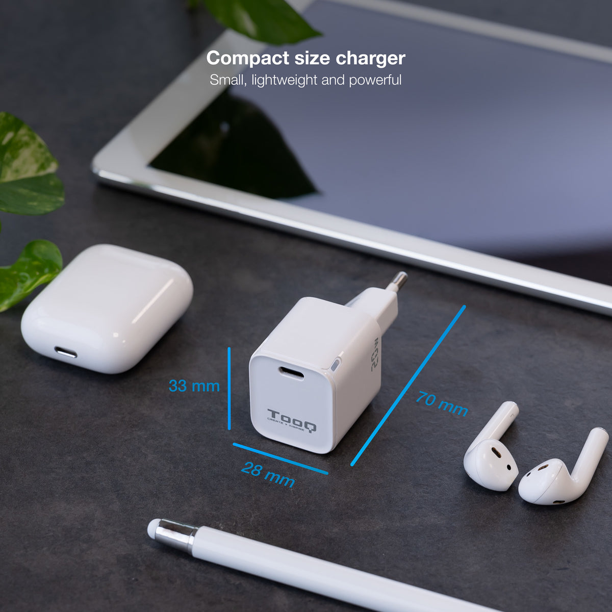 Chargeur secteur TooQ 1 port USB-C 20W (Blanc)