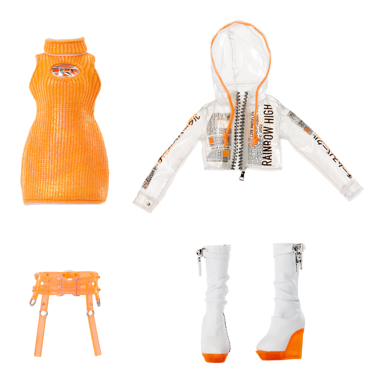 Rainbow High S23 Fashion Doll - Poupée 27 cm Michelle St Charles (Orange Fluo) - 1 tenue, 1 paire de chaussures et des accessoires