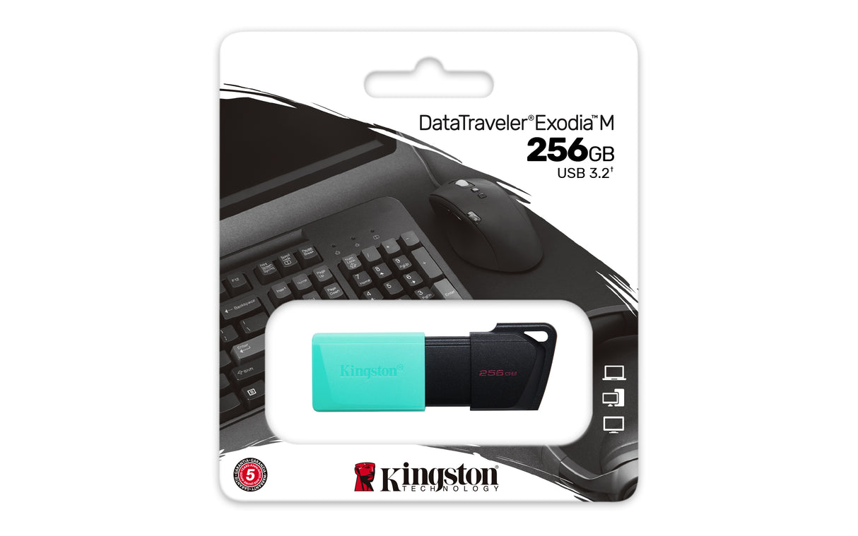 Clé USB 3.2 Kingston DataTraveler Exodia M - 256Go (Turquoise/Noir)
