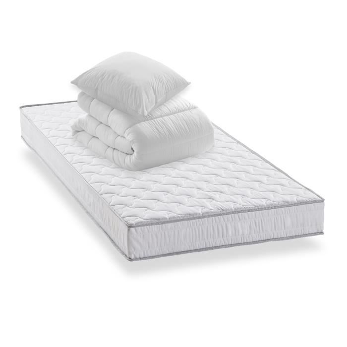 Pack Matelas 90x190 + Couette 140x200 + Oreiller 60x60 - Mousse - 16 cm - Ferme - DEKO DREAM Star