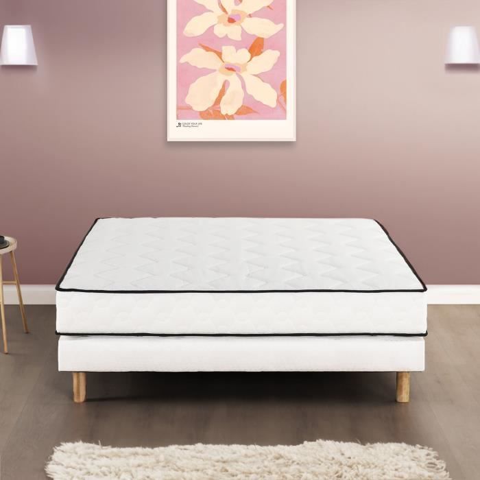 Matelas 140 x 200 cm - Hauteur 24 cm - 580 ressorts ensachés - 7 zones - Equilibré - réversible - fabriqué en Belgique - DEKO DREAM