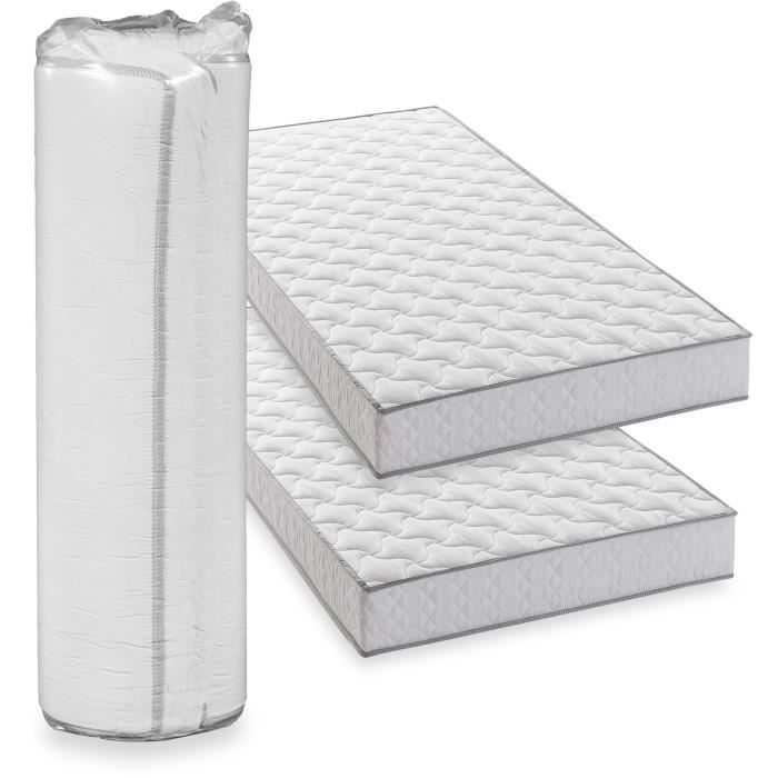 Lot de 2 matelas - 90 x 190 cm - Mousse - 14 cm - 5 zones de confort - DEKO DREAM - Hahtuva