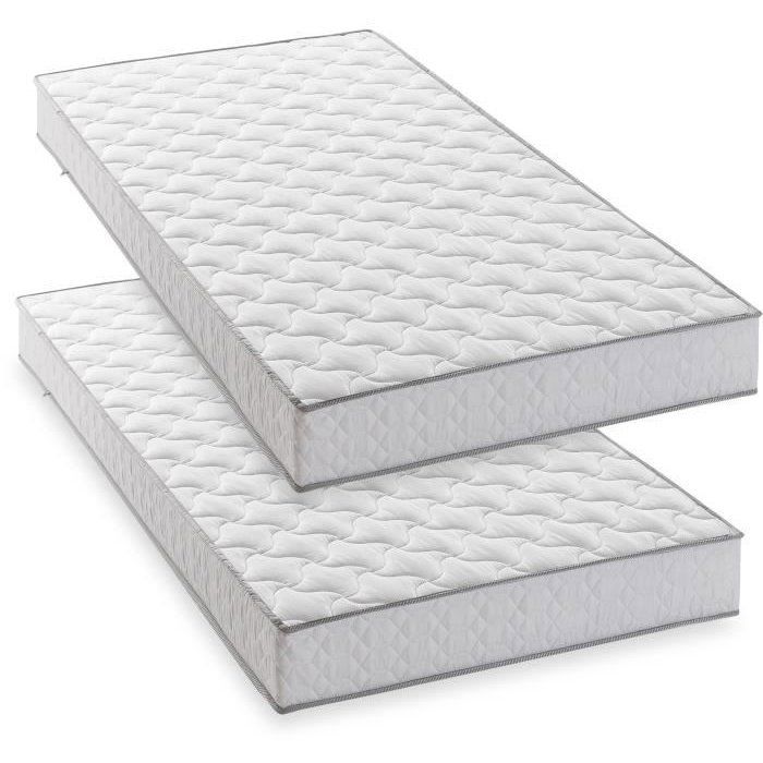 Lot de 2 matelas - 90 x 190 cm - Mousse - 14 cm - 5 zones de confort - DEKO DREAM - Hahtuva