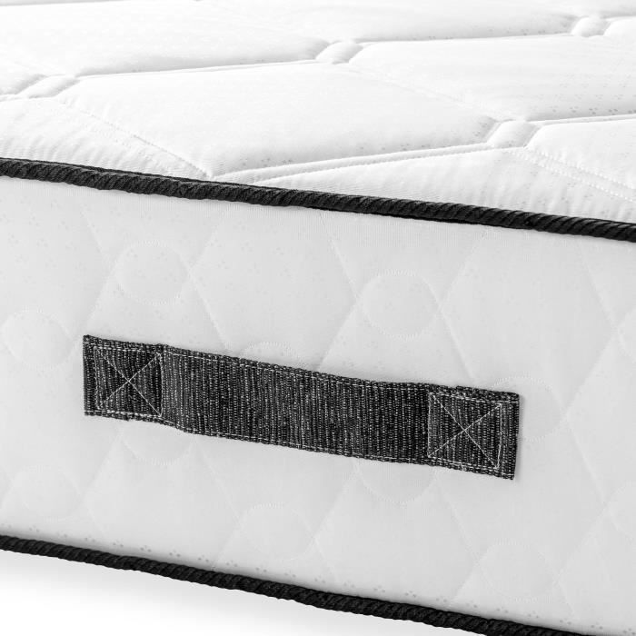 Matelas 90 x 200 cm - Hauteur 24 cm - 380 ressorts ensachés - 7 zones - Equilibré - réversible - fabriqué en Belgique
