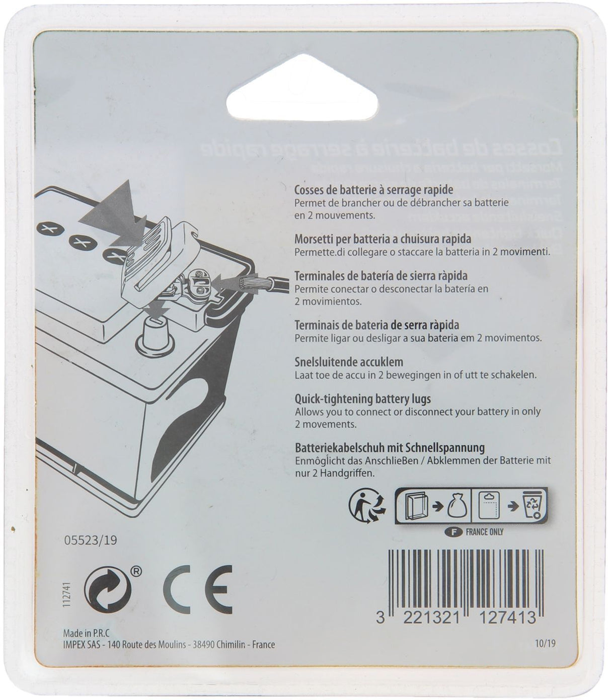 Lot de 2 cosses de batterie - XL TECH - a serrage rapide (+) (-)