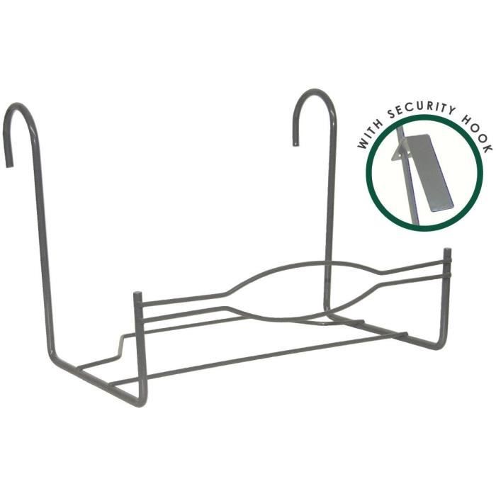 Support Balcon Large - GARDEN ID - 35 x 18 cm Anthracite - Crochets SÈcurisÈs - Dimensions Pratiques - Robuste