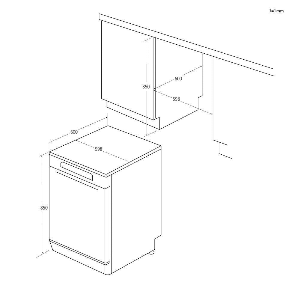 Lave-vaisselle pose libre CANDY CF 4C4F0W? Rapido - 14 couverts - Induction - L60cm - 44dB - Connecté - Blanc