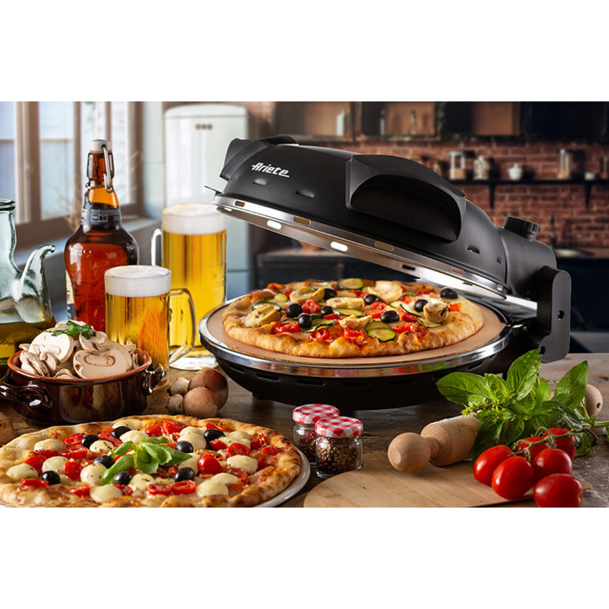 Pizza électrique ARIETE - 917 - Noir - Pierre réfractaire - 1200W - Diametre 33cm - Température max 400°C