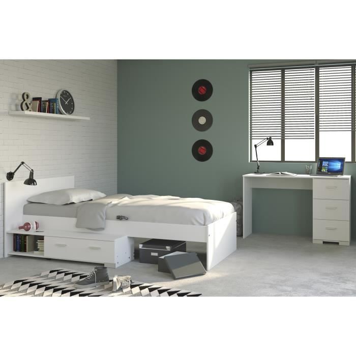 PARISOT Chambre enfant complete 2 pieces - Lit + bureau - Style essentiel - DÈcor blanc - COSMOS