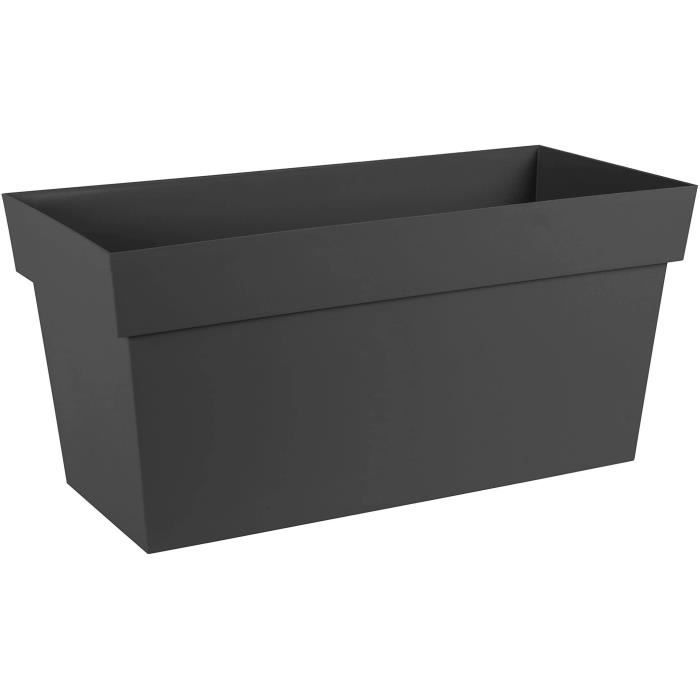 Jardiniere Muret a réserve d'eau avec roulettes - EDA - Toscane - 74 L - 79 x 35 x H.39 cm - Gris Anthracite
