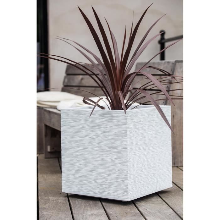Pot de fleurs Carré 50 cm - EDA - Graphit - 57 L - 49,5 x 49,5 x H. 49,5 cm - Blanc cérusé