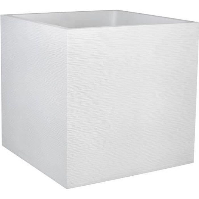 Pot de fleurs Carré 50 cm - EDA - Graphit - 57 L - 49,5 x 49,5 x H. 49,5 cm - Blanc cérusé