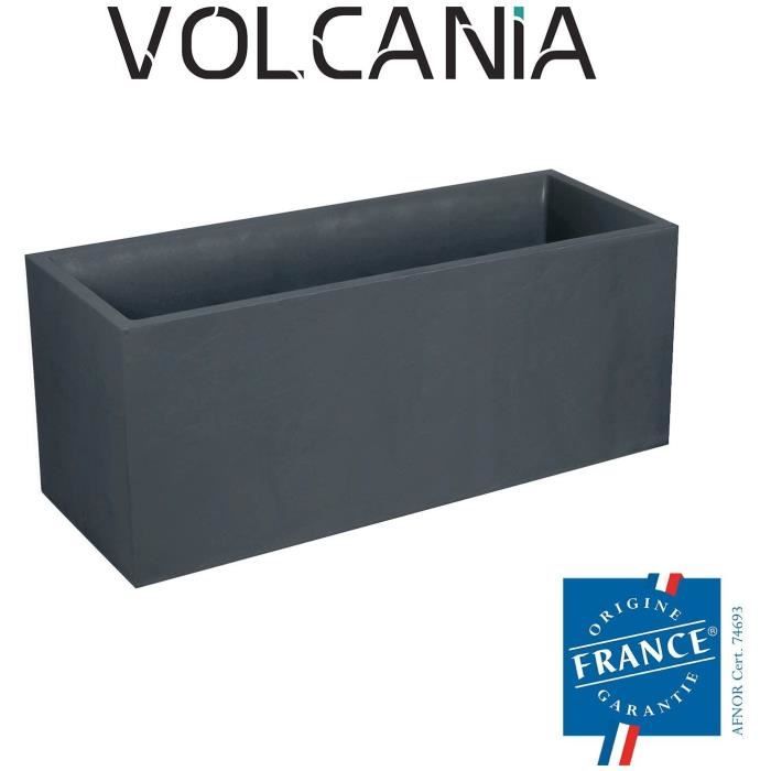 Jardiniere Volcania - EDA - 98 L - Intérieur / Extérieur - Décor Pierre - 99,5 x 39 x H. 43 cm - Gris Anthracite