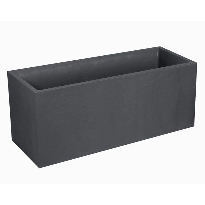 Jardiniere - EDA - Volcania - 98 L - Intérieur / Extérieur - Décor Pierre - 99,5 x 39 x H. 43 cm - Gris Anthracite