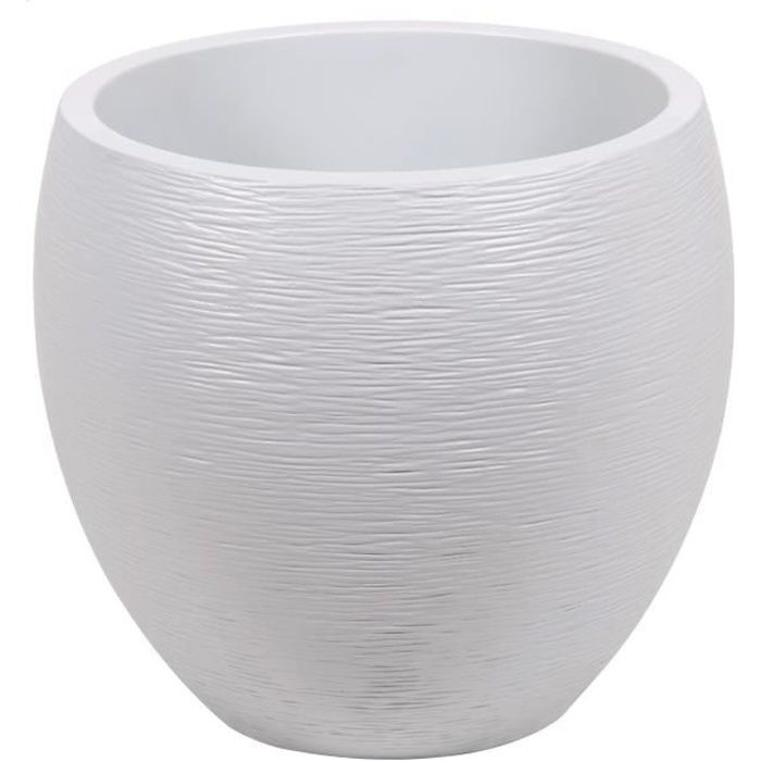 Pot de fleurs Rond Egg Ř 50cm - EDA - Graphit - 46 L - Ř 50 x H. 45 cm - Blanc cérusé