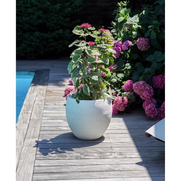 Pot de fleurs Rond Egg Ø 50cm - EDA - Graphit - 46 L - Ø 50 x H. 45 cm - Blanc cérusé