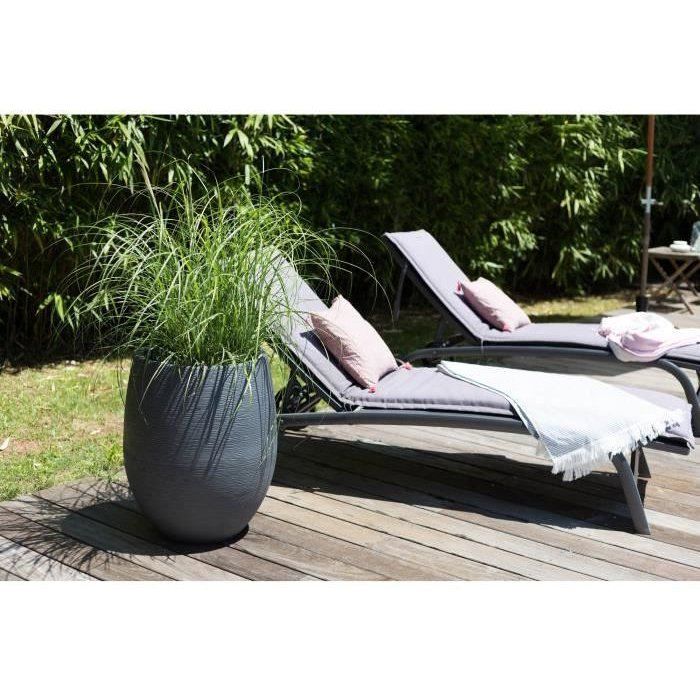 Pot de fleurs Rond Egg Ř 50cm - EDA - Graphit - 53 L - Ř 50 x H. 53 cm - Gris Anthracite