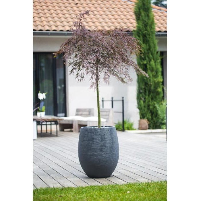 Pot de fleurs Rond Egg Ř 50cm - EDA - Graphit - 53 L - Ř 50 x H. 53 cm - Gris Anthracite