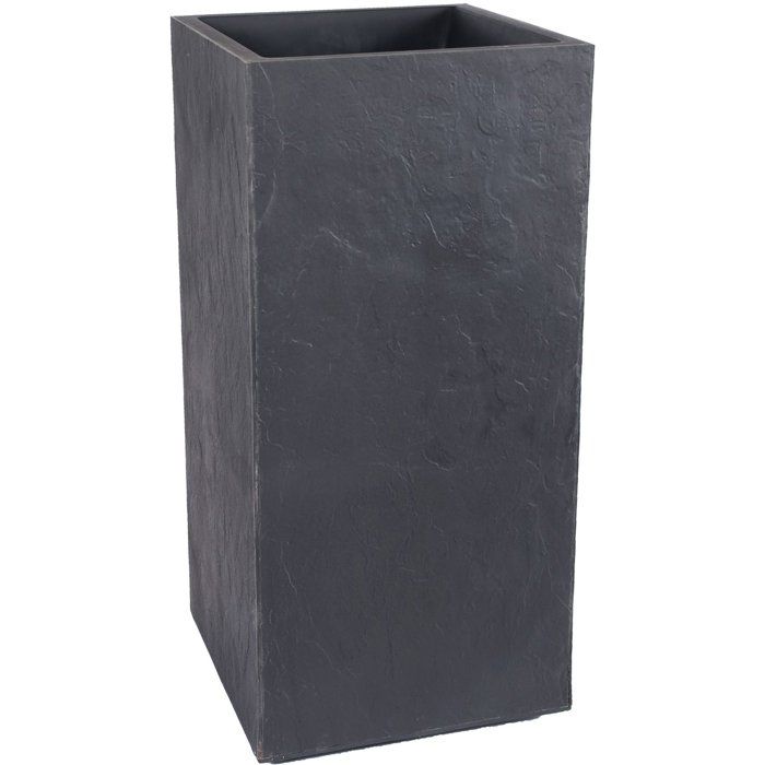 Bac a fleurs Carré Haut 40 cm - EDA - Volcania - 31 L - Intérieur/Extérieur - 39,5 x 39,5 x H. 80 cm - Gris Anthracite
