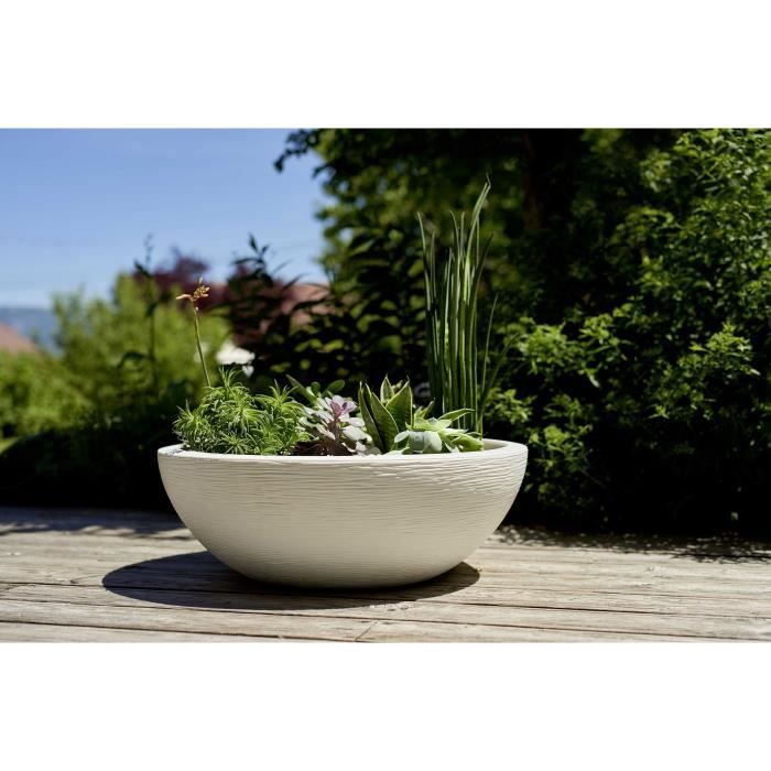 Pot vasque Ø 59 cm - EDA - Graphit UP - 39 L - Ø 59 x H. 21 cm - Blanc cérusé