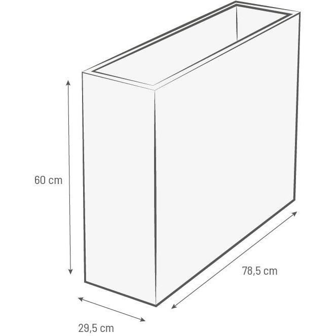 EDA Pot de fleurs Muret Loft GRAPHIT - 46 L - 78,5 x 29,5 x 60 cm - Blanc cérusé