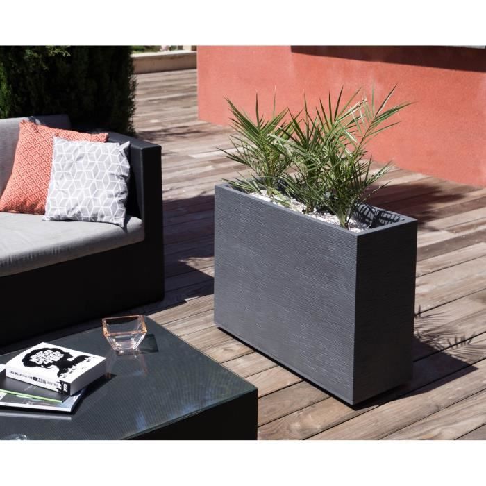 EDA Pot de fleurs Muret Loft GRAPHIT - 46 L - 78,5 x 29,5 x 60 cm - Gris anthracite
