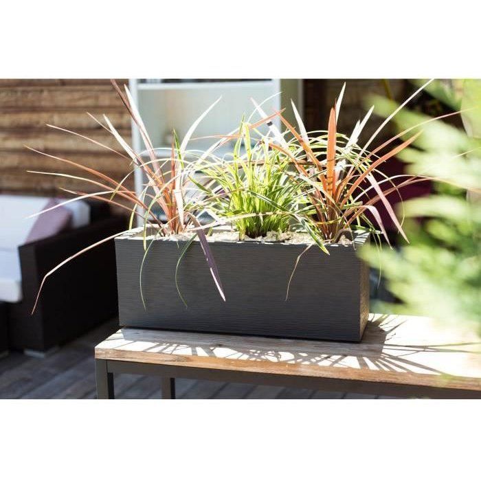 Balconniere - EDA - Graphit Up - 25 L - Intérieur/ Extérieur - Décor Graphique - 59 x 19,5 x H. 22,8 cm - Gris Anthracite