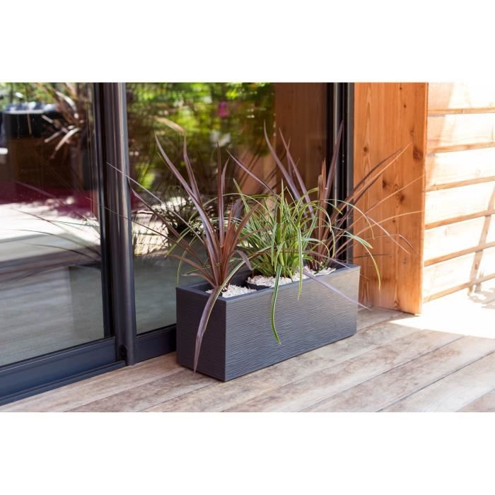 Balconniere - EDA - Graphit Up - 25 L - Intérieur / Extérieur - Décor Vagues - 59 x 19,5 x H. 22,8 cm - Gris Anthracite