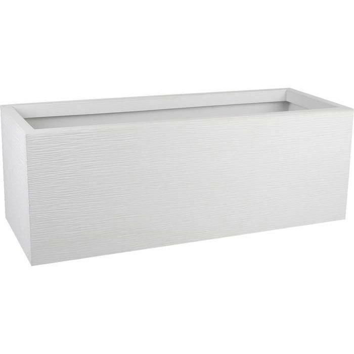 Jardiniere - EDA - Graphit Up - 57 L - Intérieur/ Extérieur - Décor Graphique - 79,5 x 29,5 x H. 29,5 cm - Blanc Cérusé