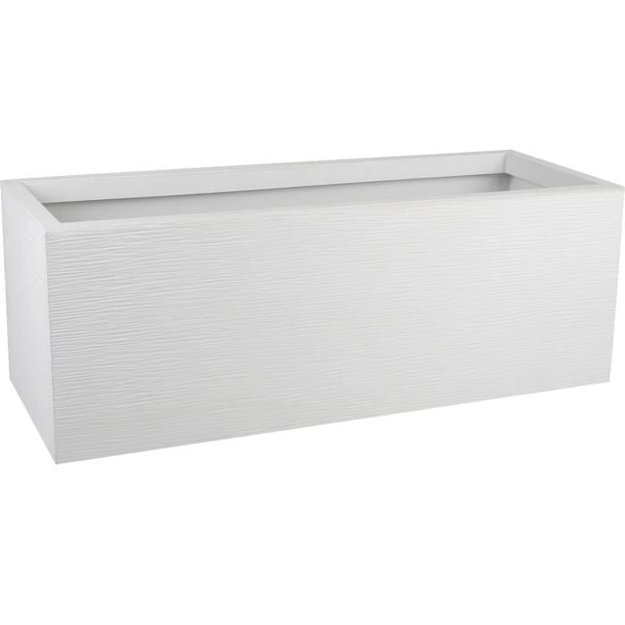 Jardiniere - EDA - Graphit Up - 57 L - Intérieur / Extérieur - Décor Vagues - 79,5 x 29,5 x H. 29,5 cm - Blanc Cérusé