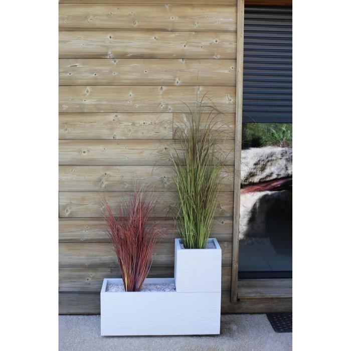 Pot de fleurs Carré 30 cm - EDA - Graphit Up - 21 L - Intérieur / Extérieur - 29,5 x 29,5 x H. 29,5 cm - Blanc Cérusé