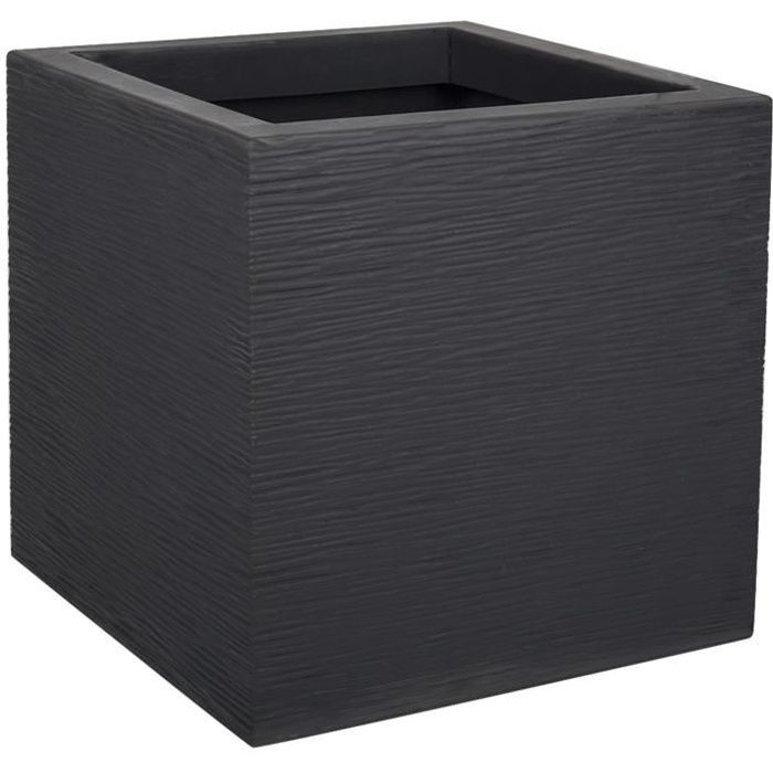 Pot de fleurs Carré 30 cm - EDA - Graphit Up - 21 L - Intérieur / Extérieur - 29,5 x 29,5 x H. 29,5 cm - Gris Anthracite