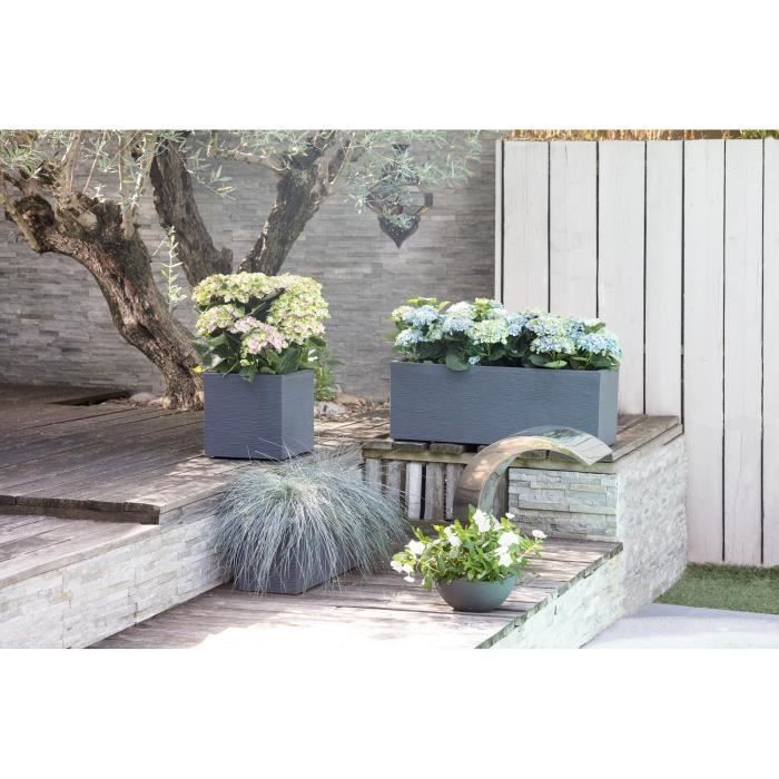 Pot de fleurs Carré 30 cm - EDA - Graphit Up - 21 L - Intérieur / Extérieur - 29,5 x 29,5 x H. 29,5 cm - Gris Anthracite