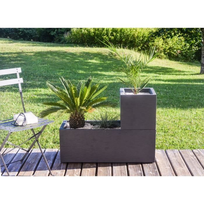Pot de fleurs Carré 30 cm - EDA - Graphit Up - 21 L - Intérieur / Extérieur - 29,5 x 29,5 x H. 29,5 cm - Gris Anthracite