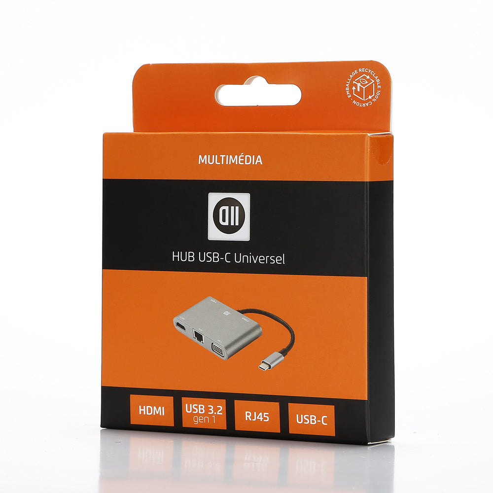 Hub USB-C universel - 5 ports : USB 3.0 + USB-C (PD, transfert et charge jusqu'à