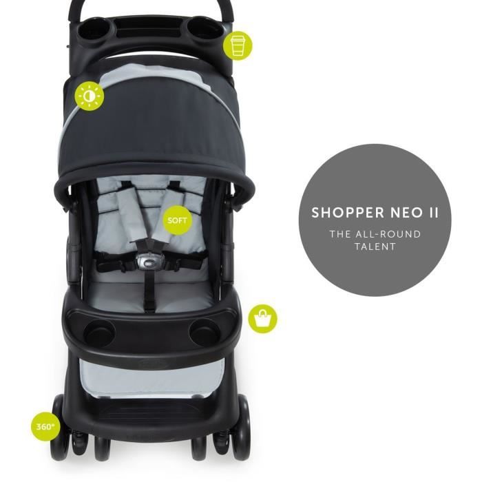 HAUCK - Poussette compacte - SHOPPER NEO II - 4 roues - Caviar / Silver