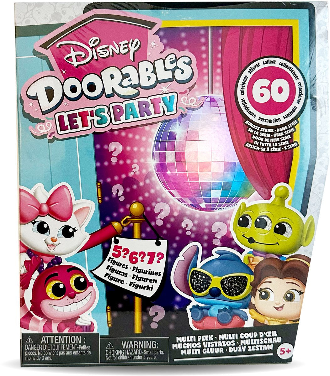 Doorables Coffret 4 mini-figurines DISNEY, Let's Party Multi Peek, Modele aléatoire a collectionner, Des 5 ans