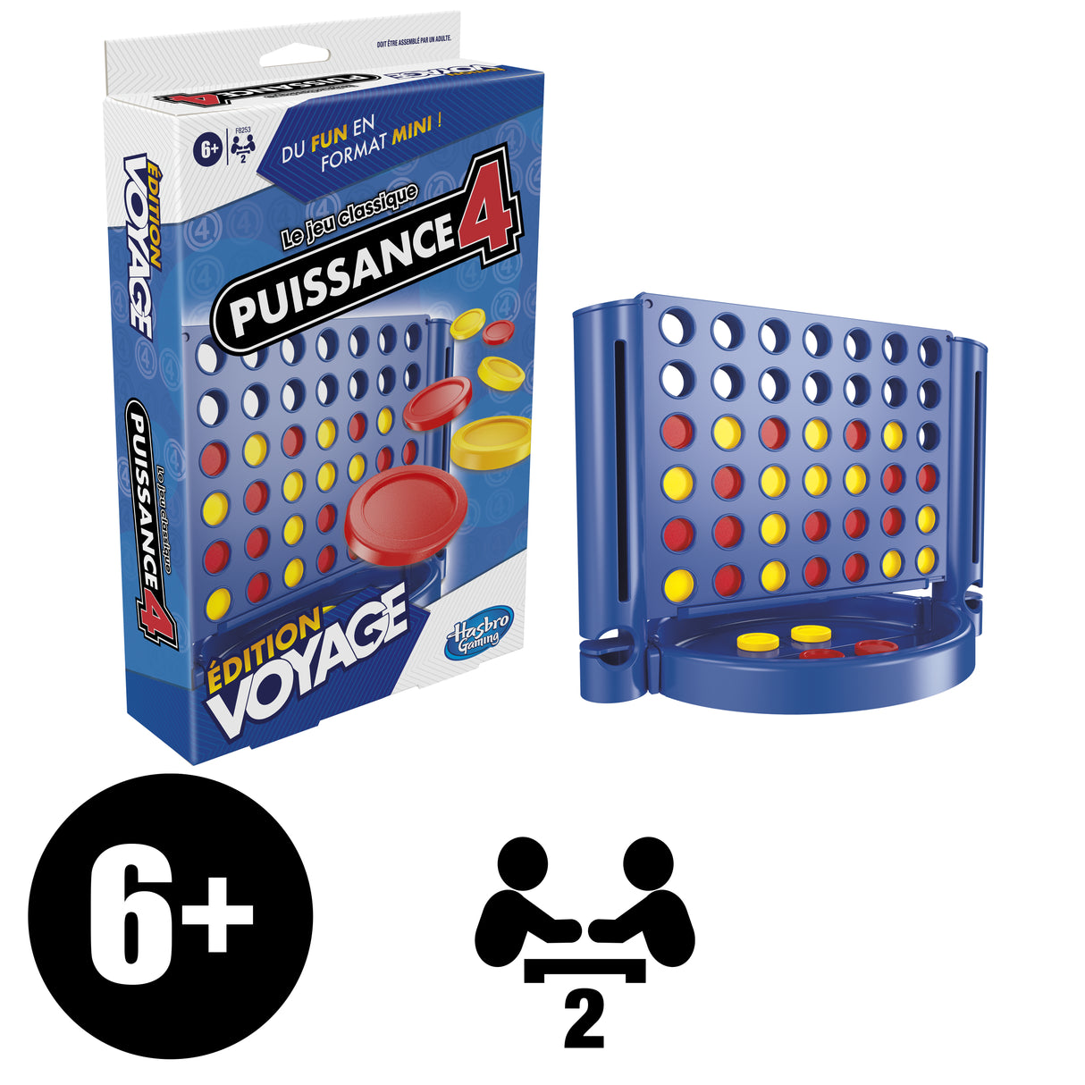 Puissance 4 Voyage, jeu de société de voyage pour 2 joueurs, jeu de voyage, Des 6 ans, Hasbro Gaming
